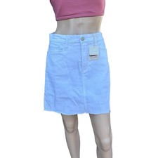New A.N.A. A New Approach Women White Cutoff Raw Hem Stretch Denim Mini Skirt 2