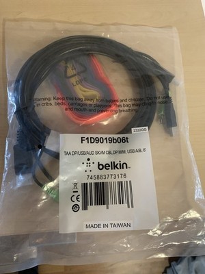 Belkin F1D9019B06T SKVM Cable DisplayPort USB Audio 6ft KVM Cable New Sealed