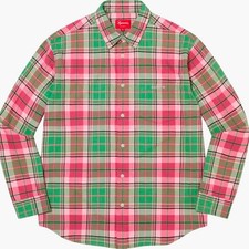 SUPREME Plaid Flannel Shirt FW22 Men's M Button Down Cotton Collared Pink Green