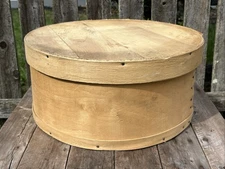 Vintage Primitive Round 15" Wooden Bentwood Cheese Pantry Storage Box