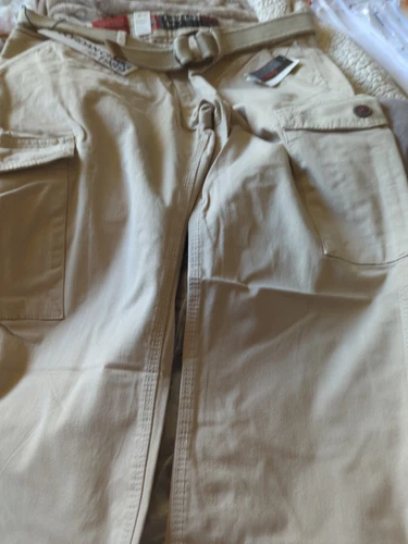 Pantaloni cargo Jordan Craig beige sbiaditi slim fit nuovi con etichetta