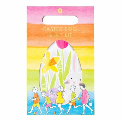 OSTERN Hop Over the Rainbow Ostereiersuche Set, Tüten, Hinweise, Schilder, Hasen Druck