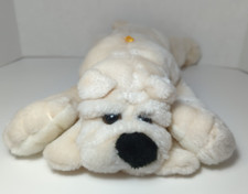 Toy Works Peluche Crema Beige Cachorro Acostado Arruga Cara Toro Perro o Shar Pei