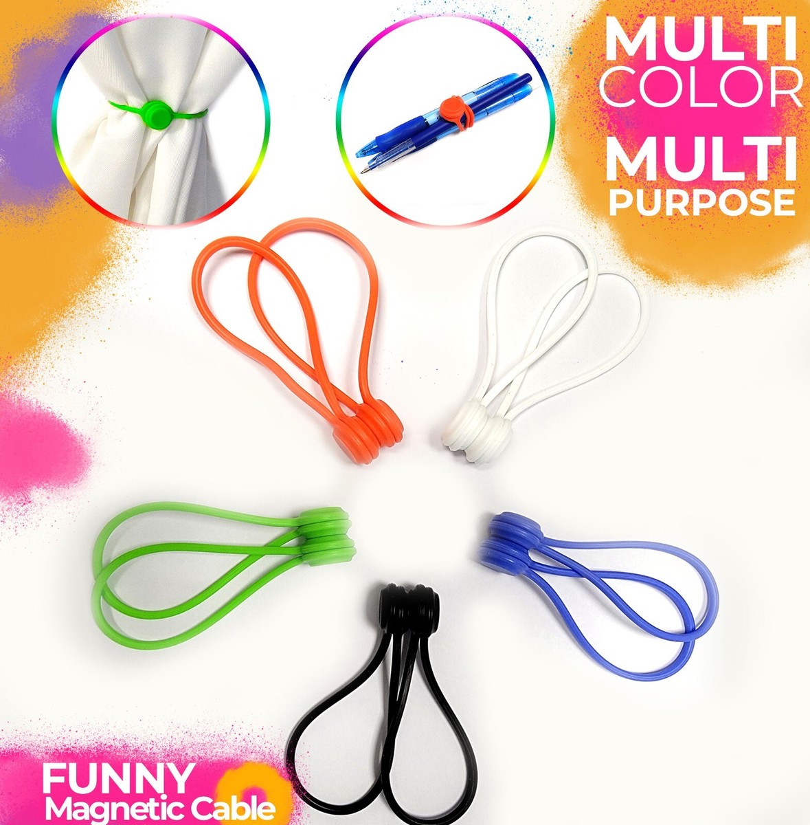 30pcs Colorful All-Purpose Silicone Ties, Cable Straps, Bread Tie, Household Snake Ties, Twist Ties, Reusable Rubber Straps Holder, For Cord...