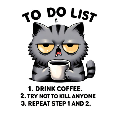 Grumpy Cat To Do List Bügelbild DIY Bügelmotiv Lustig
