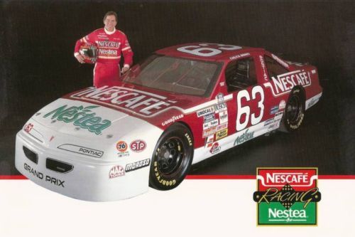 1993 CHUCK BOWN "NESCAFE / NESTEA" #63 NASCAR BUSCH SERIES POSTCARD - Picture 1 of 1
