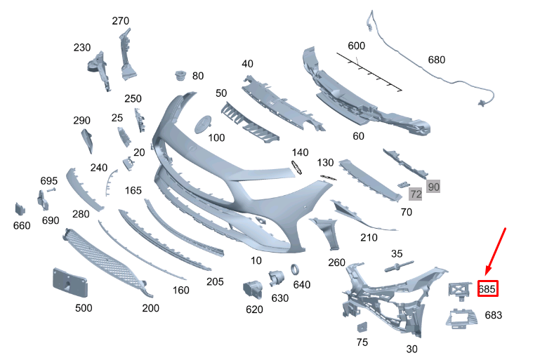 MERCEDES-BENZ CLS C257 Frontstoßstange links Abdeckung A2578857904
