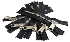 YKK#5 4" - 36" Nickel with Long Pull (Non-Lock) Metal Zipper Closed-End BLACK