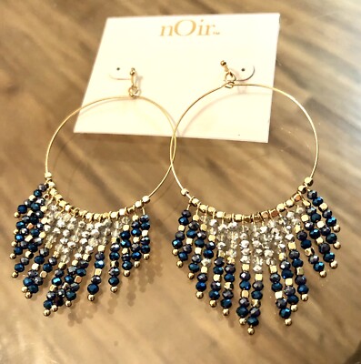 Noir Beaded Charmed Hoops Lightweight