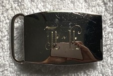 Sterling Silver Belt Buckle Engraved/Monogrammed Script M.F. 