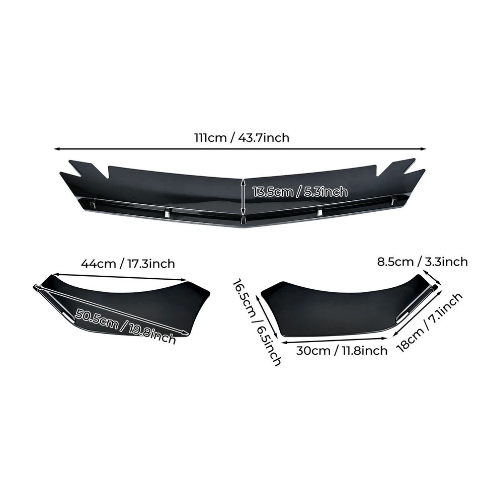 Add-on For Scion iQ 2013-2015 Glossy Black Front Bumper Lip Splitter Spoiler Set Foto 3 de 4