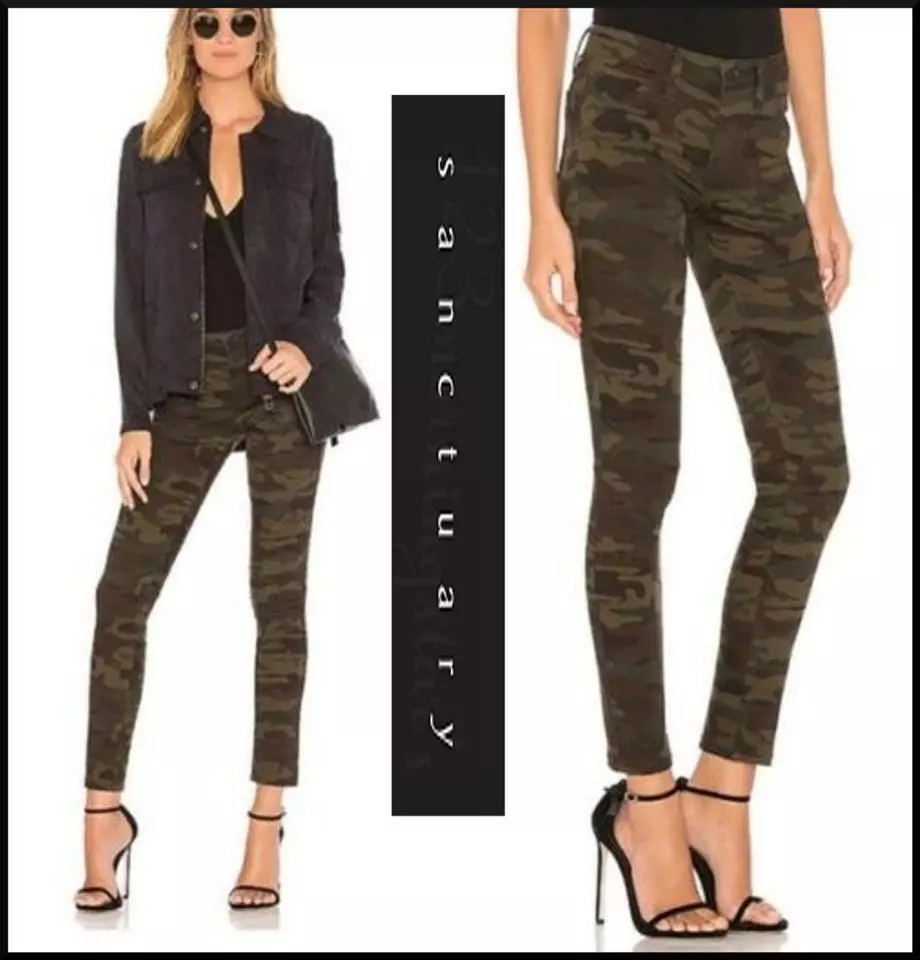 NWT Sanctuary Denim Stretch Pork Chop Skinny Brown CAMO Pants