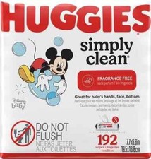 Huggies Simply Clean Fragrance-Free Baby Wipes 3 Flip-Top Packs 192 Wipes Total 