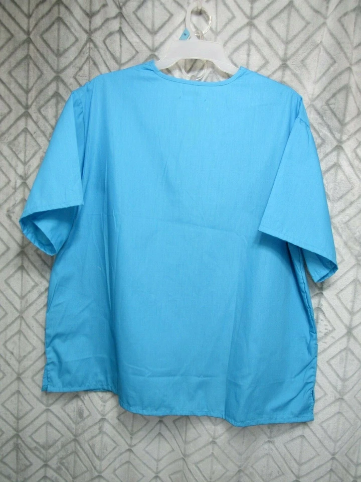 New Natural Uniforms Scrub Top Size 3X Blue V Neck Short Sleeve Pockets Career - Image 4 of 4