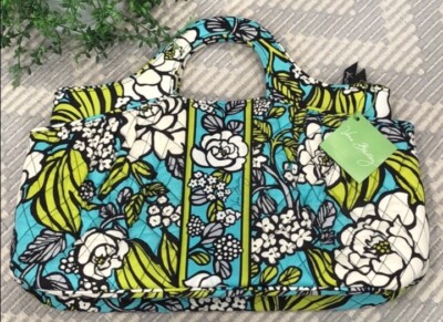 Vera Bradley Purse Abby Island Bloom Handbag White Black Blue