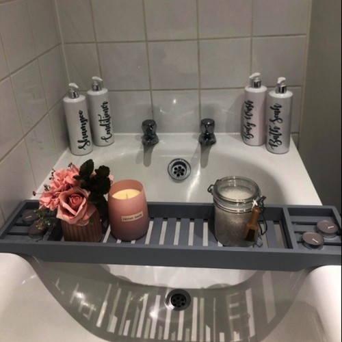 Bamboo Wood Bath Tub Rack Bathroom Shelf Tidy Tray Storage Caddy Organiser Relax - Picture 2 of 16