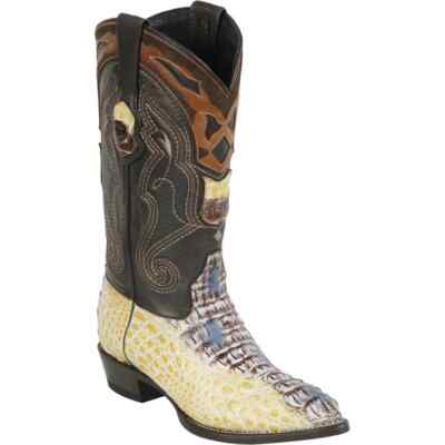 WILD WEST NATURAL CAIMAN CROCODILE HORNBACK WESTERN BOOT J-TOE (D) 2990249
