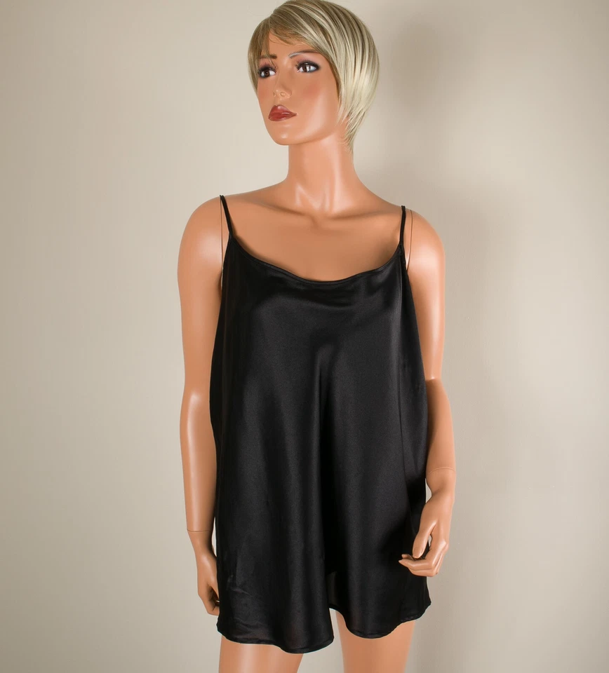 💖 Camiseta sin mangas COVINGTON Mujer Plus 24-26 negra satinada elástica cami correa de espagueti Foto 2 de 4