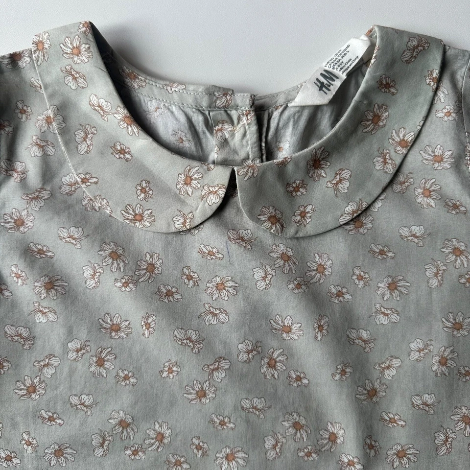 Camisa de manga corta con cuello floral preppy de H&M para niñas talla: 5T Foto 2 de 4