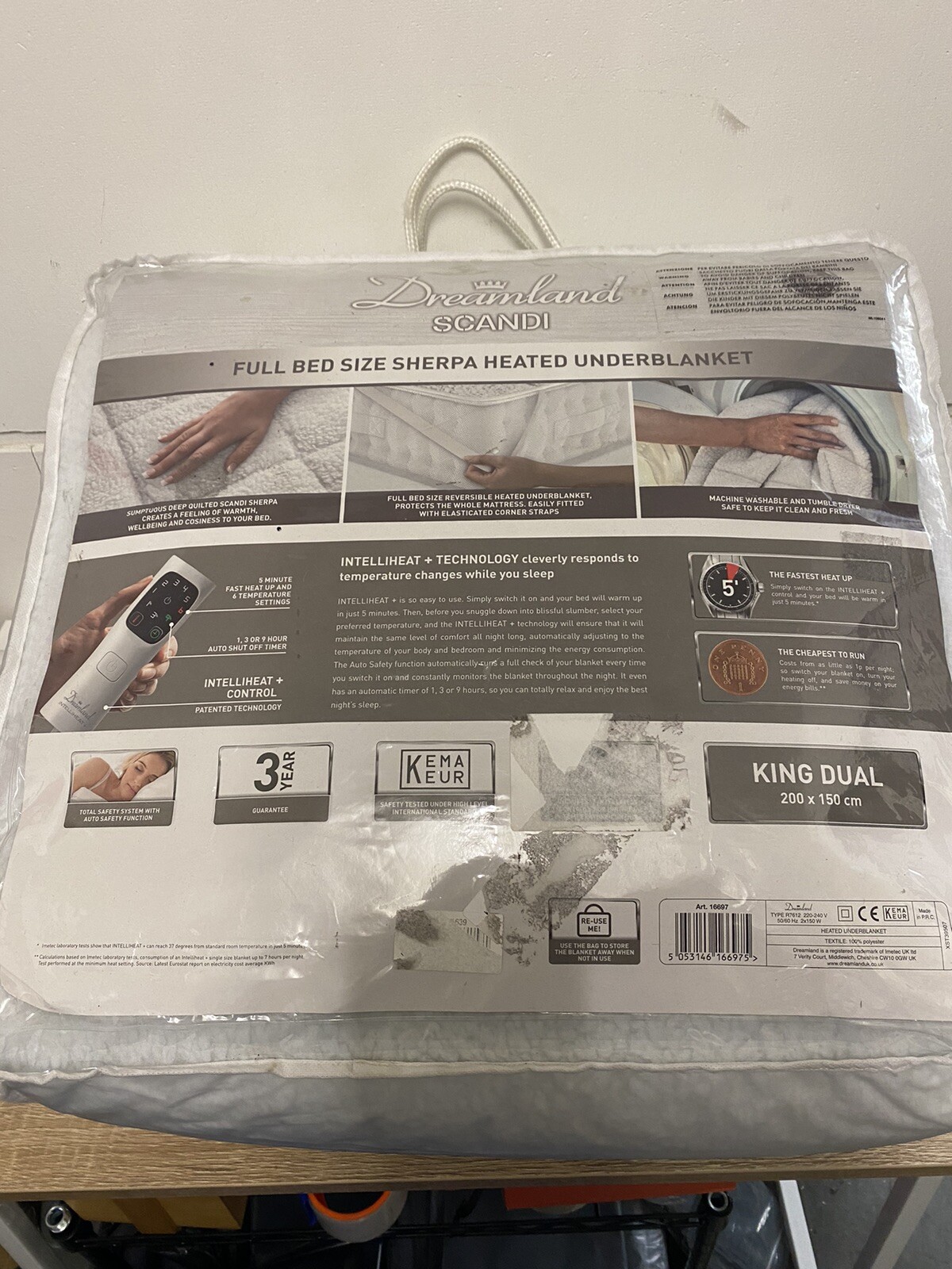 Dreamland Scandi Dual Control Underblanket White, King for sale