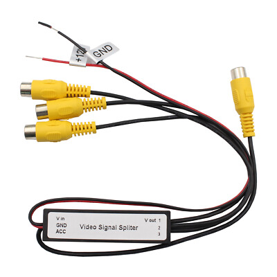 1 to 3 Car DVD TV Video Monitor Amplifier Booster Distribution RCA Splitter 12V