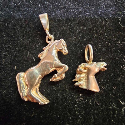 2- JWK mexico 925 sterling silver Horse/ Head Horse Pendant/Charm- Tested- READ