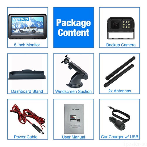 Wireless Digital Rear View Backup Camera System 5" Monitor for Car Truck Suv Bus - Picture 10 of 13