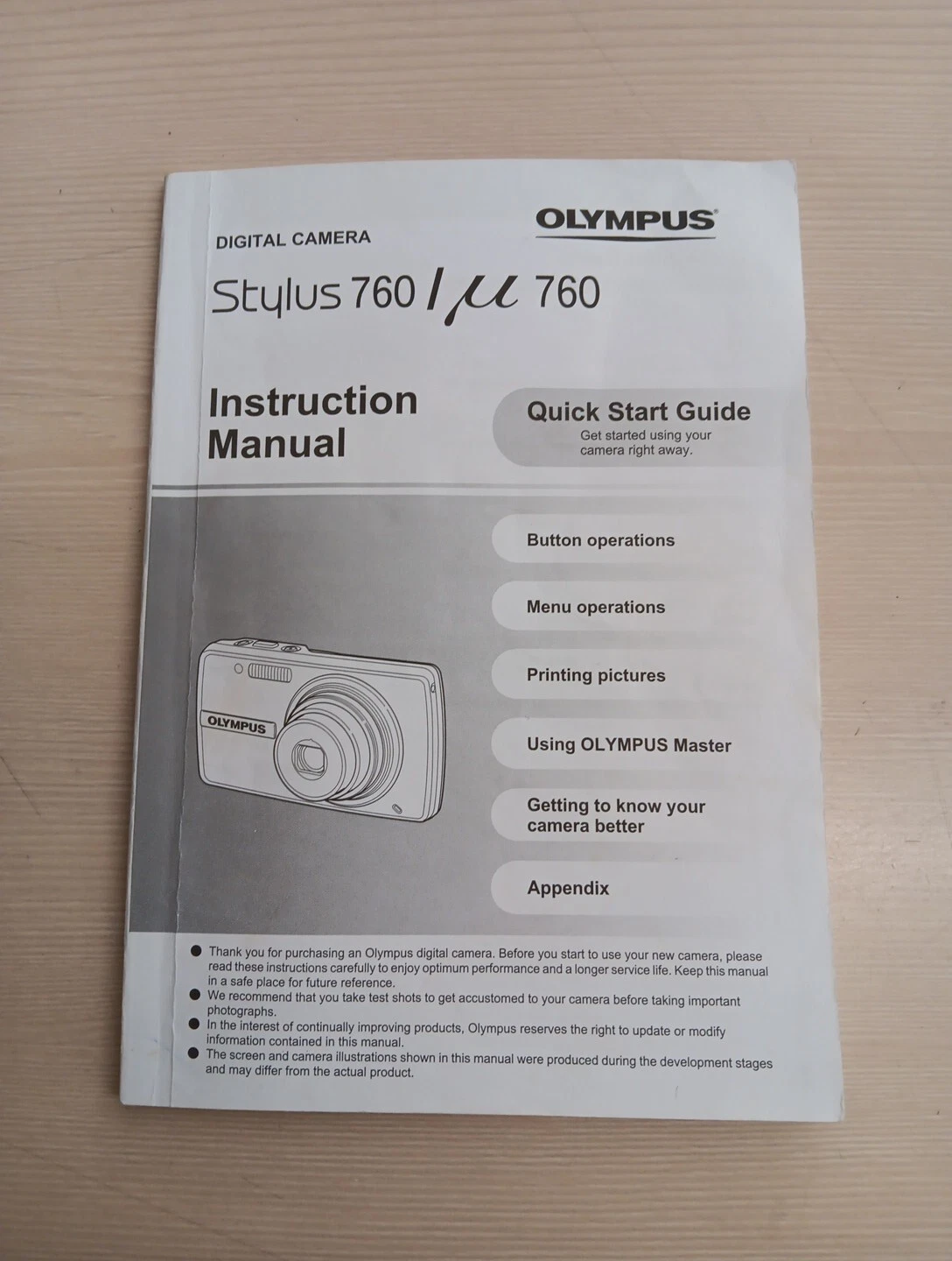 Olympus Stylus 760 Instruction Manual
