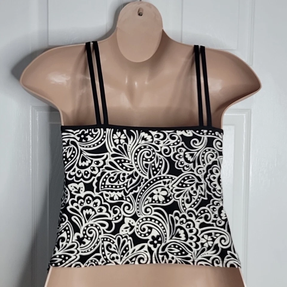 Caribbean Tankini Swim Top ~ Sz 16 ~ Black & White - Image 3 of 4