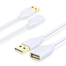 USB Extension Cable White, 2-Pack 2.0 6ft/2m Type A Male to A Female Extension