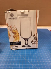 Precious Home Pisa Beer Glass Set 4 Piece 13oz Pub Barware Drinkware New