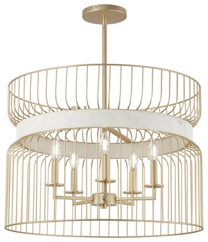 Minka Lavery 3395 Park Slope 5 Light 25"W Multi Light Pendant - Nouveau Gold - Picture 3 of 11