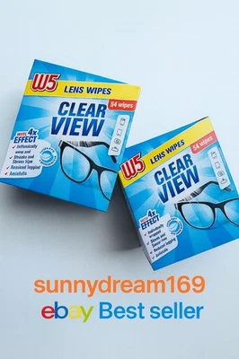 W5 Glasses lenses cleaning wipes 2 X54 sachet 99% Aluminium content Reduced fogging