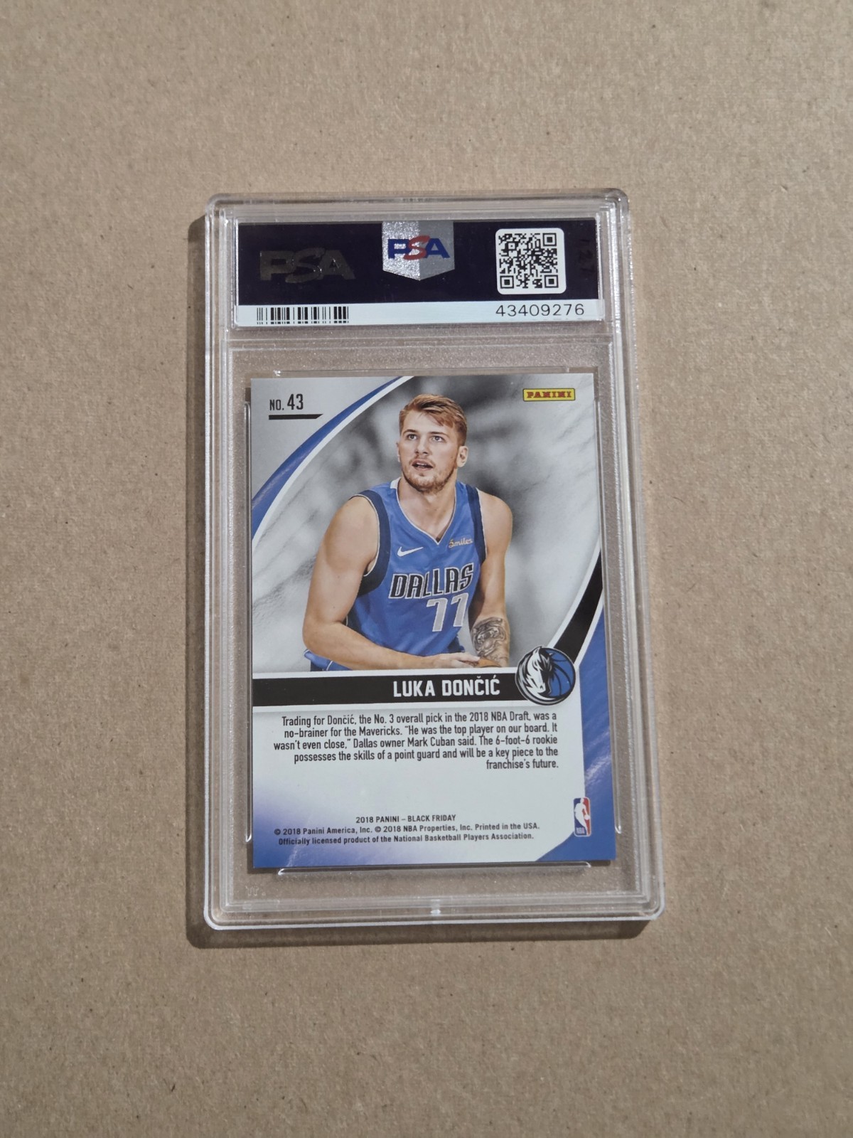 2018-19 Panini Black Friday Luka Doncic RC #43 /199 PSA 9 view 3