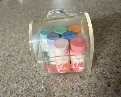 Vintage Retro Sanrio Mini Eraser Set Plastic Case w/Handle My Melody *Missing 1*