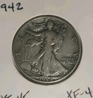 1942'-P Walking Liberty Half Dollar Extra Fine Condition 90% Silver