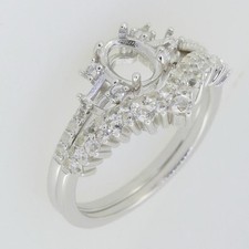 925 Sterling Silver Semi Mount Ring Setting 8x6mm Oval Stone Stackable Ring