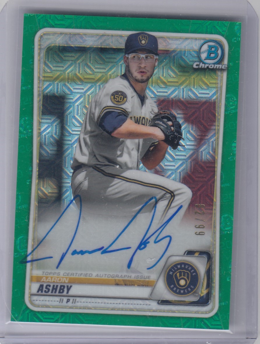 2020 Andy Ashby Bowman Chrome ROOKIE AUTO GREEN MOJO /99 - AA Padres RC