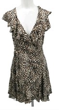 Free People Wrap Mini Dress Size M Leopard Print Viscose
