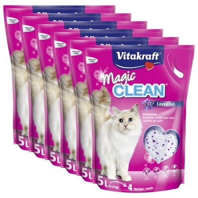 VITAKRAFT Katzenstreu Magic Clean Lavendel 6 x 5 Liter (30L) staubarm saugfähig
