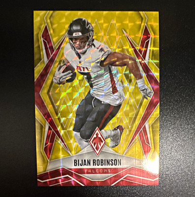 2025 Panini Phoenix Bijan Robinson Yellow Pyramids /185 #112 Falcons 94/185 SP