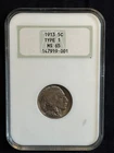 1913 Buffalo Indian Head Nickel 5c Type 1 NGC MS65