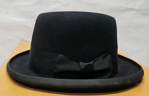 Stetson Royal Deluxe Black Fur Felt Men's Homburg Hat.Sz 7 1/4 W/ Box Excellent - Picture 3 of 9