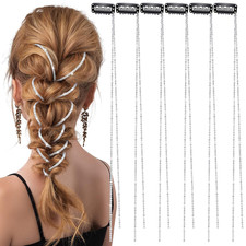 6 Pcs Rhinestone Hair Chains for Women Pearl Charm Rhinestone Hair Jewelry Acces