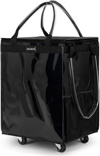  Medium,Black Reusable Grocery Bag on Wheels, Foldable Rolling Tote Bag  70L S