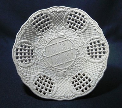 Seltene antike Staffordshire Keramik Salzglasur Netz Tazza/Comport um 1750