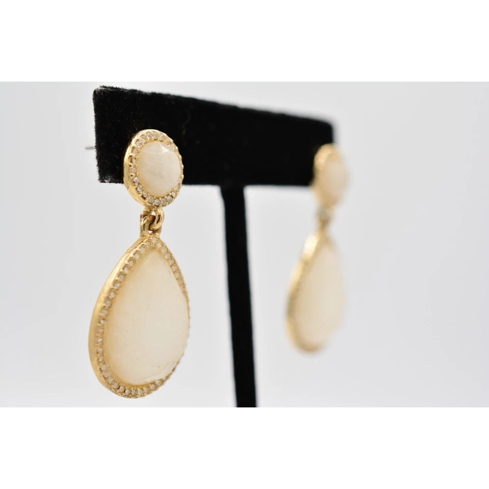 Pendientes colgantes Banana Republic cristal blanco facetado oro grueso BinAK Foto 4 de 4