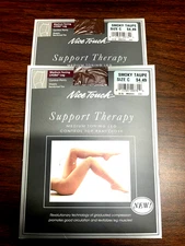 2 Nice Touch Support Therapy Medium Toning Leg Control Top Pantyhose Size C