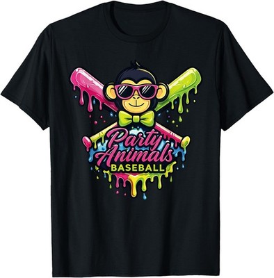 Party Animals Baseball Funny Monkey Kid Adult T-Shirt