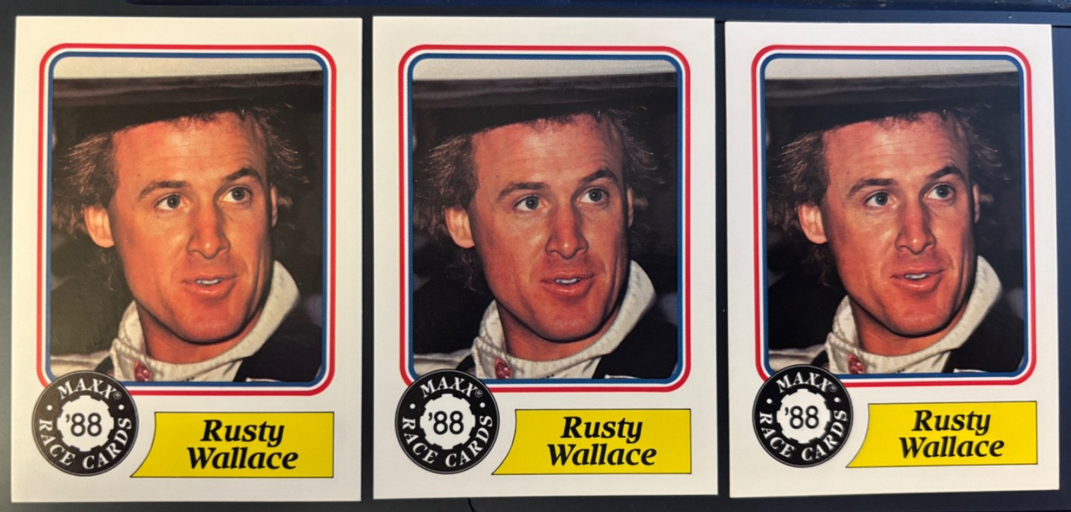 3 1988 Maxx Charlotte #14 Rusty Wallace Rookie Cards
